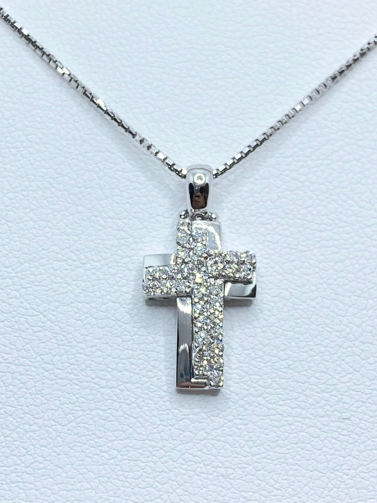 Collana PG Gioielli Con Croce in Oro 18KT 18KT e Diamanti Bianchi