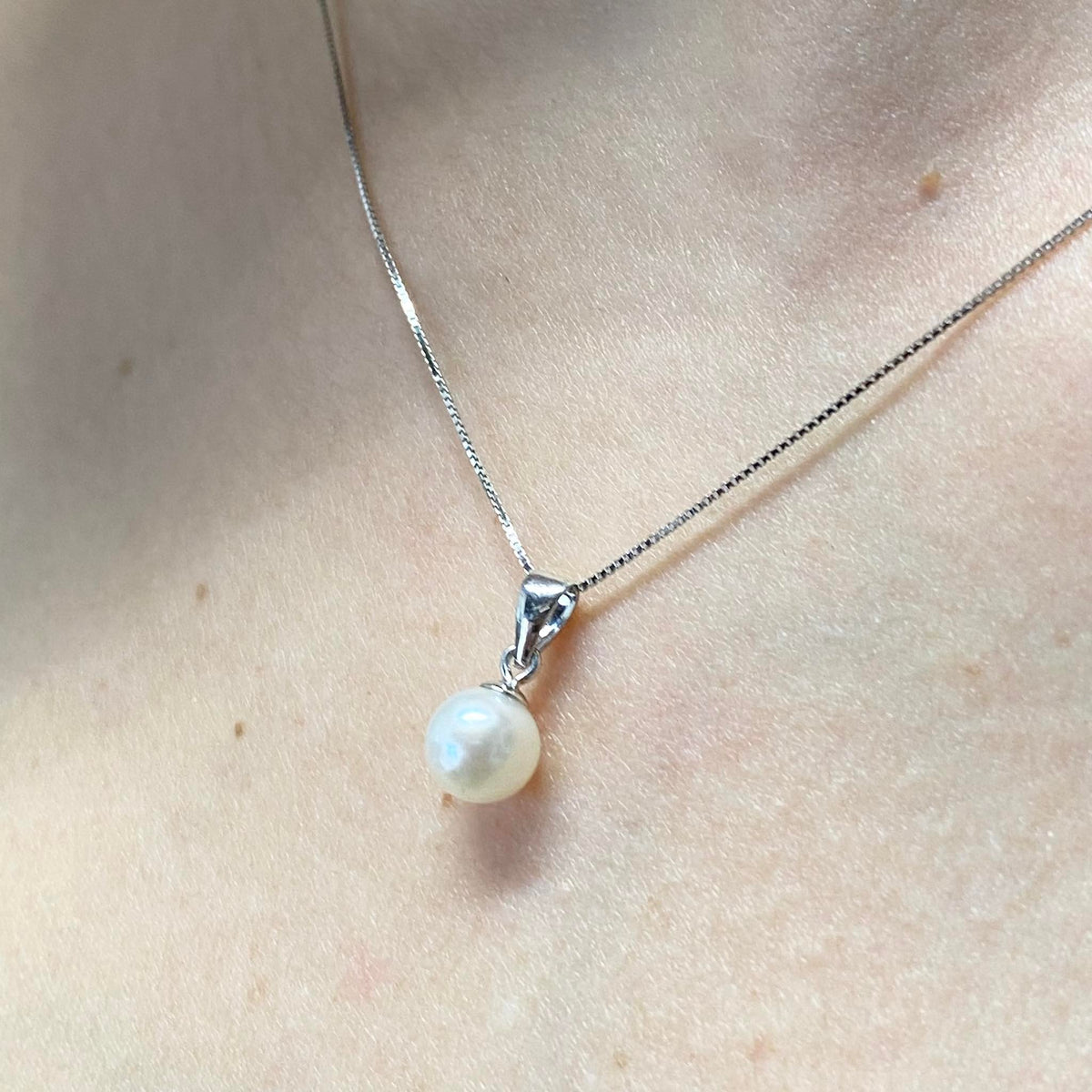 Collana Donna Oro 18KT con Perla Naturale mm 6-6,5