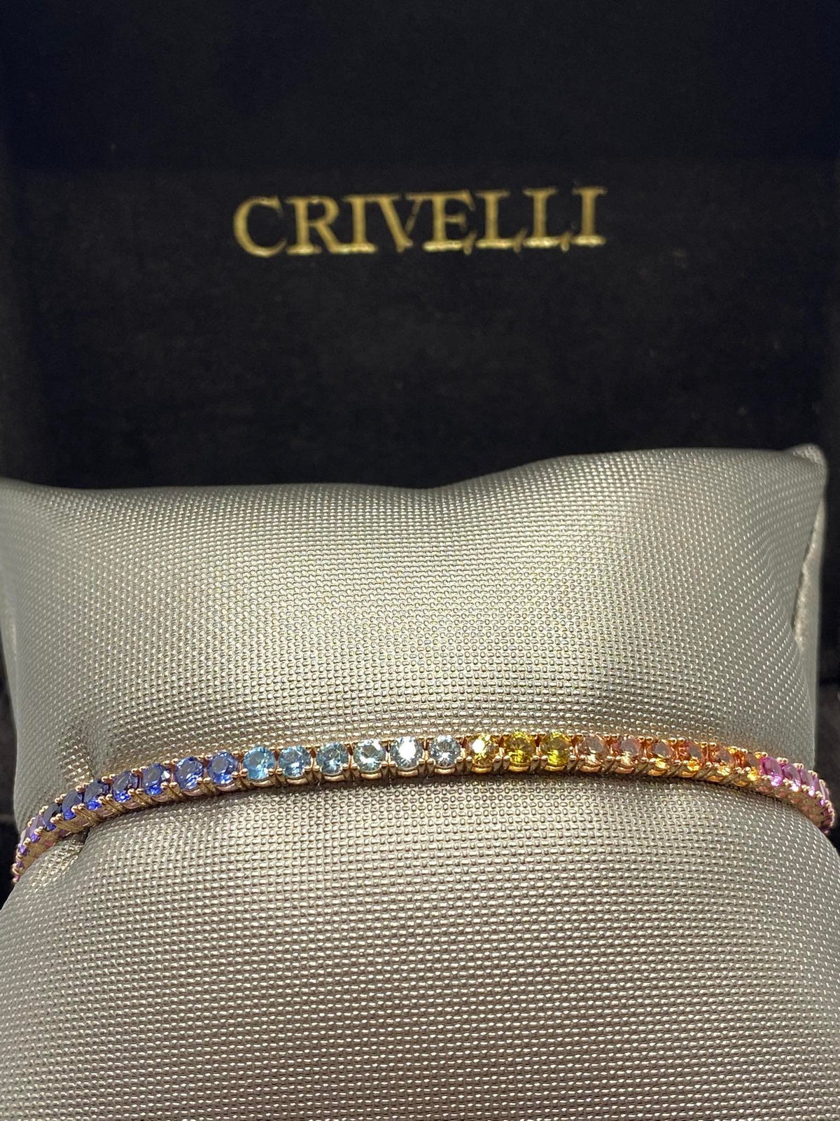 Bracciale Tennis Crivelli Rainbow con Zaffiri Idrotermali Ct 5,40