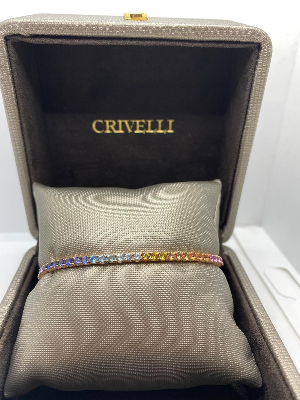 Bracciale Tennis Crivelli Rainbow con Zaffiri Idrotermali Ct 5,40