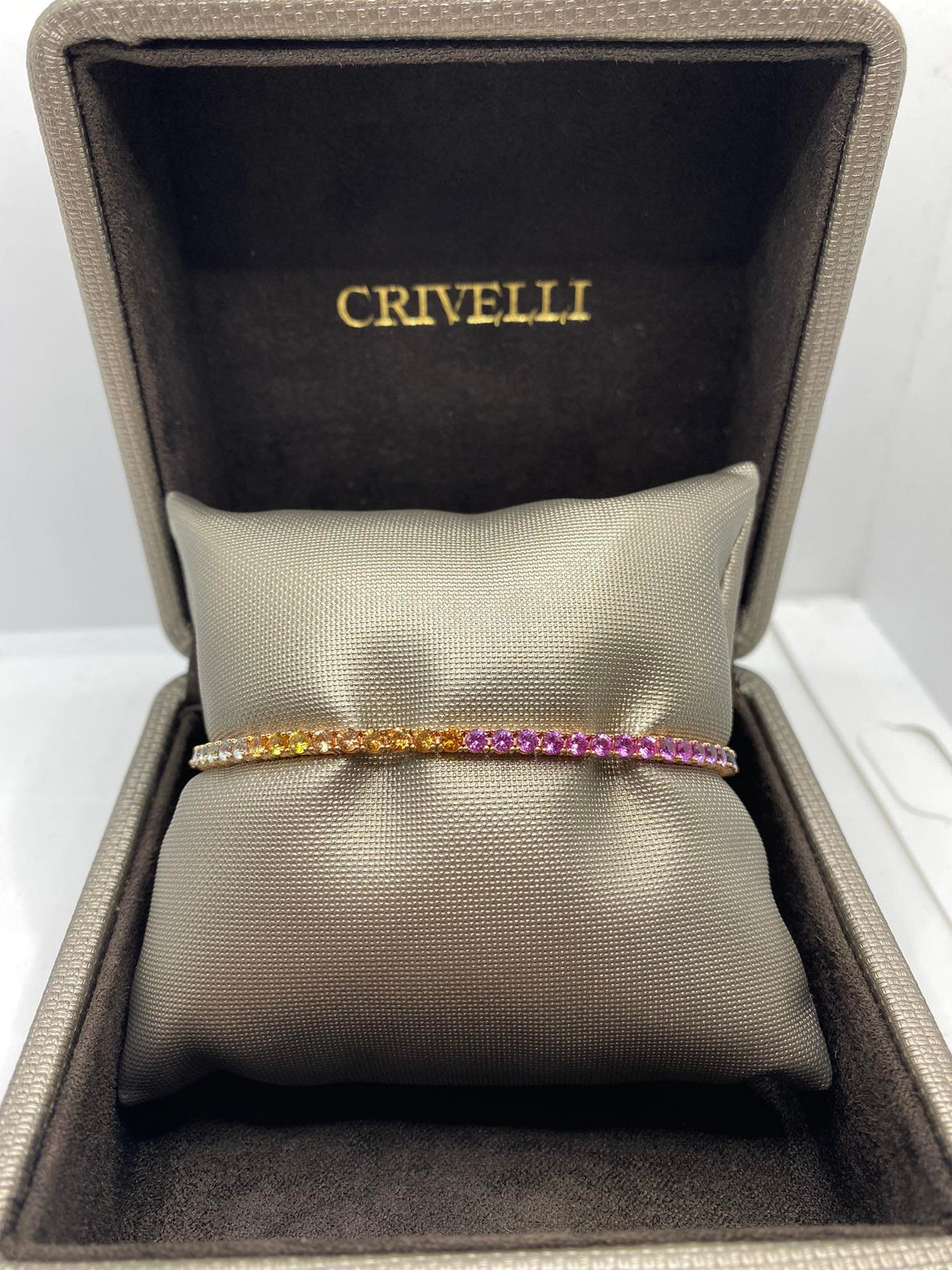 Bracciale Tennis Crivelli Rainbow con Zaffiri Idrotermali Ct 5,40