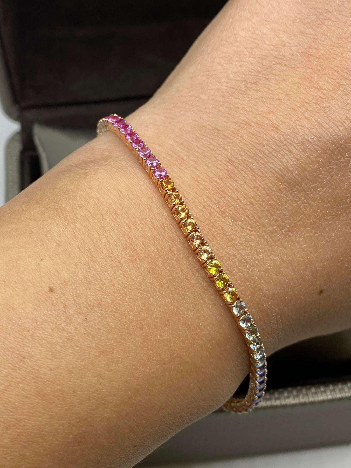 Bracciale Tennis Crivelli Rainbow con Zaffiri Idrotermali Ct 5,40