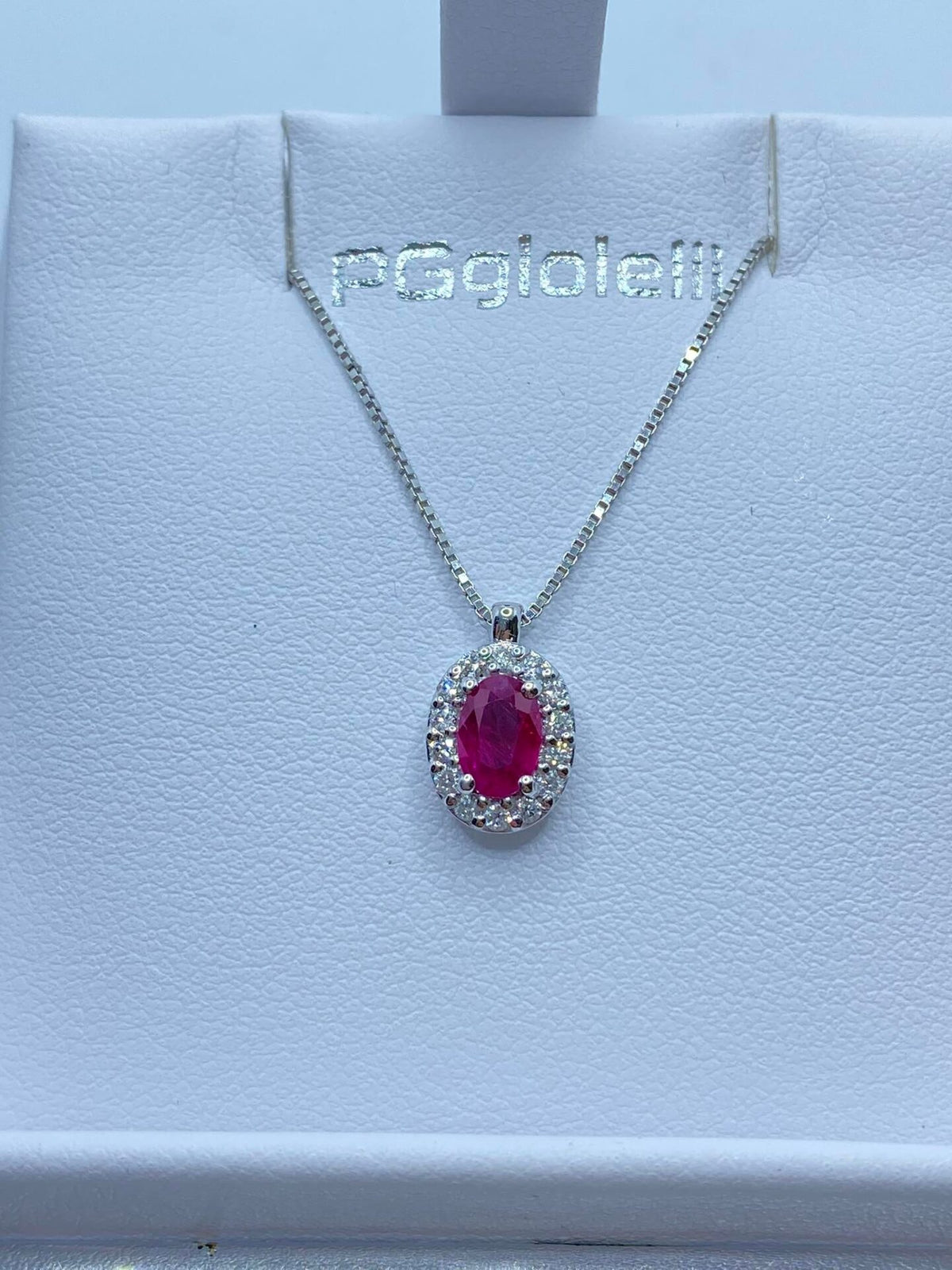 Collana Donna PG Gioielli con Rubino Ct. 0,57 e Diamanti