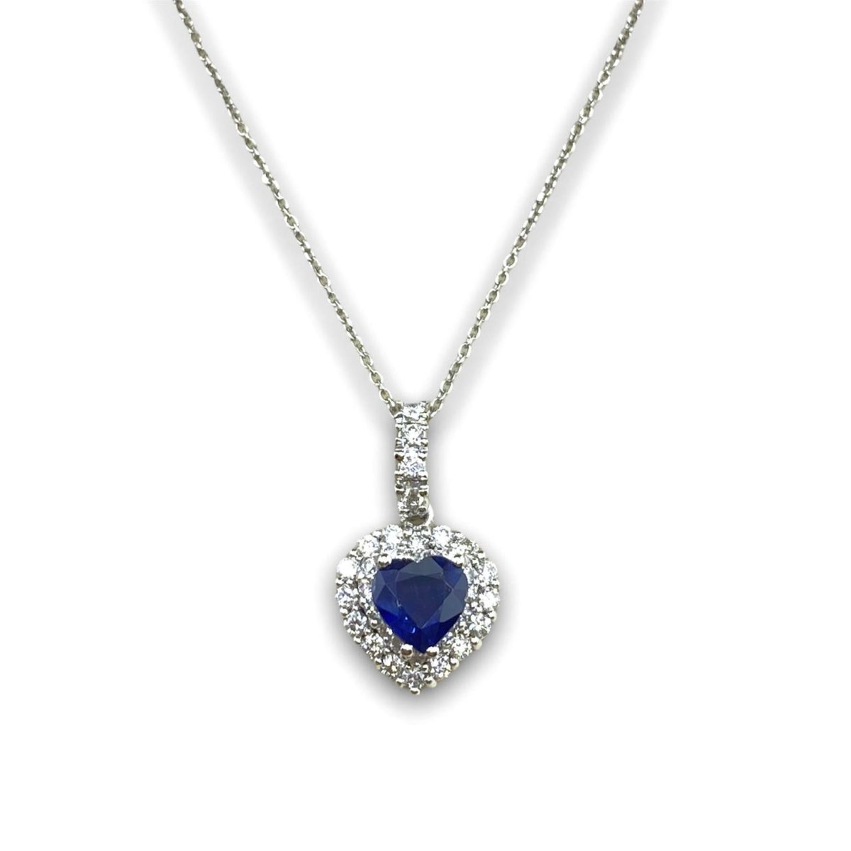 Collana a Cuore Pg Gioielli con Zaffiro e Diamanti