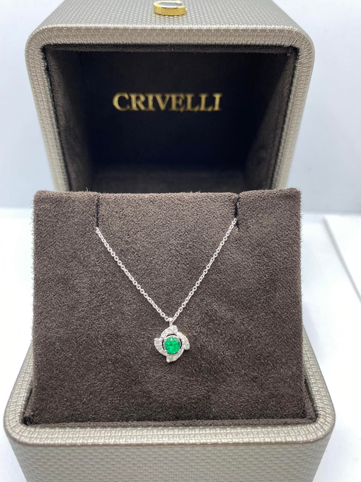 Collana Crivelli in Oro 18KT 18KT con Diamanti e Smeraldo