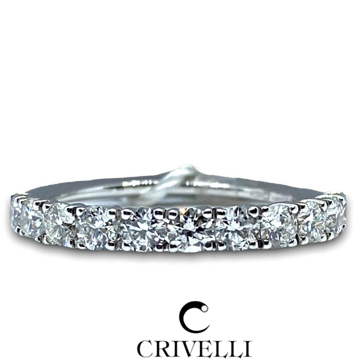 Anello Crivelli Veretta/Veretta a 11 Pietre in Oro 18KT e Diamanti Ct 0.80