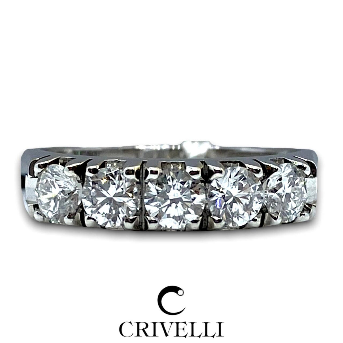 Anello Crivelli Veretta a 5 Pietre in Oro 18KT 18KT e Diamanti Ct 0,92 G-SI