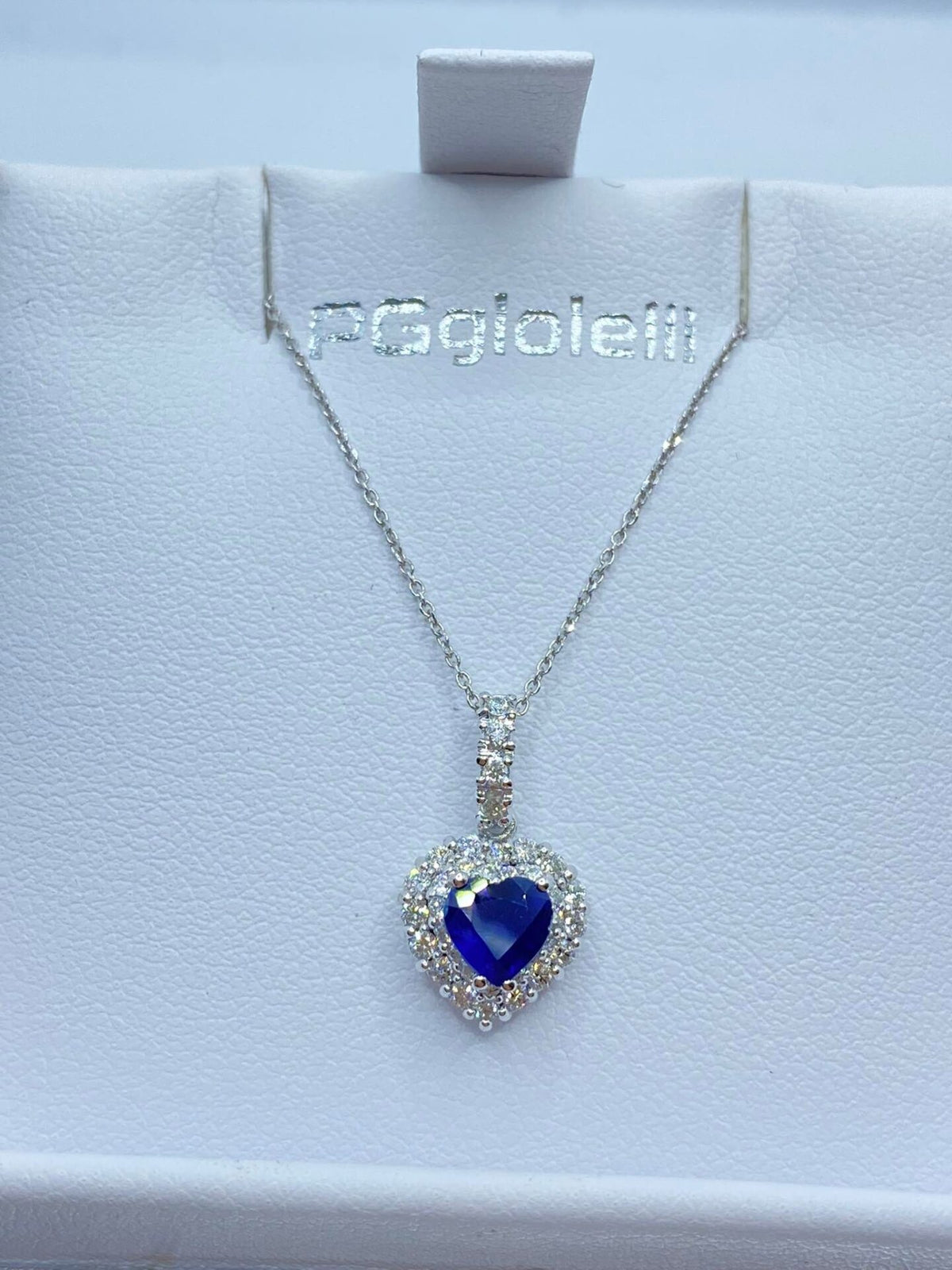 Collana a Cuore Pg Gioielli con Zaffiro e Diamanti