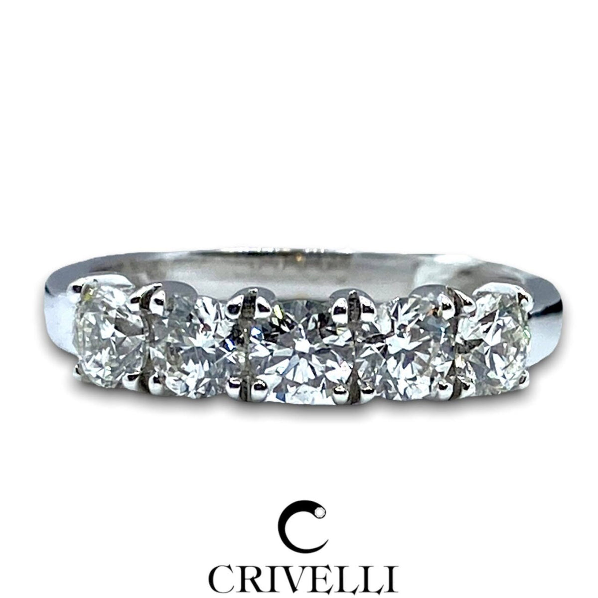 Anello Crivelli Veretta/Veretta a 5 pietre in Oro 18KT 18KT e Diamanti Ct 1,18
