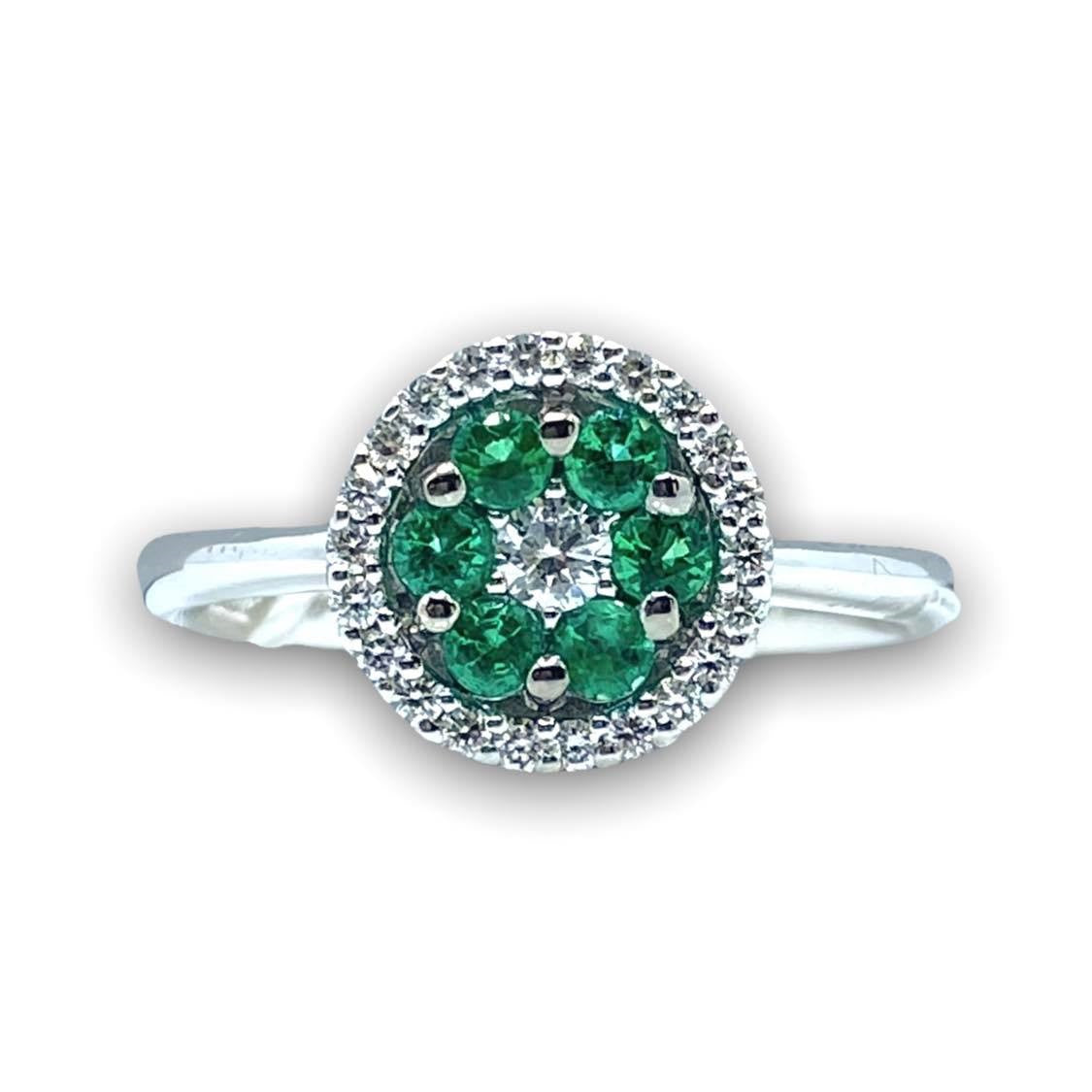 Anello Donna Crivelli con Smeraldi Ct 0.28 e Diamanti