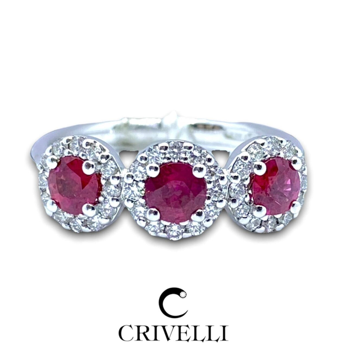 Anello Donna Trilogy Crivelli con Rubini Ct 0.77 e Diamanti