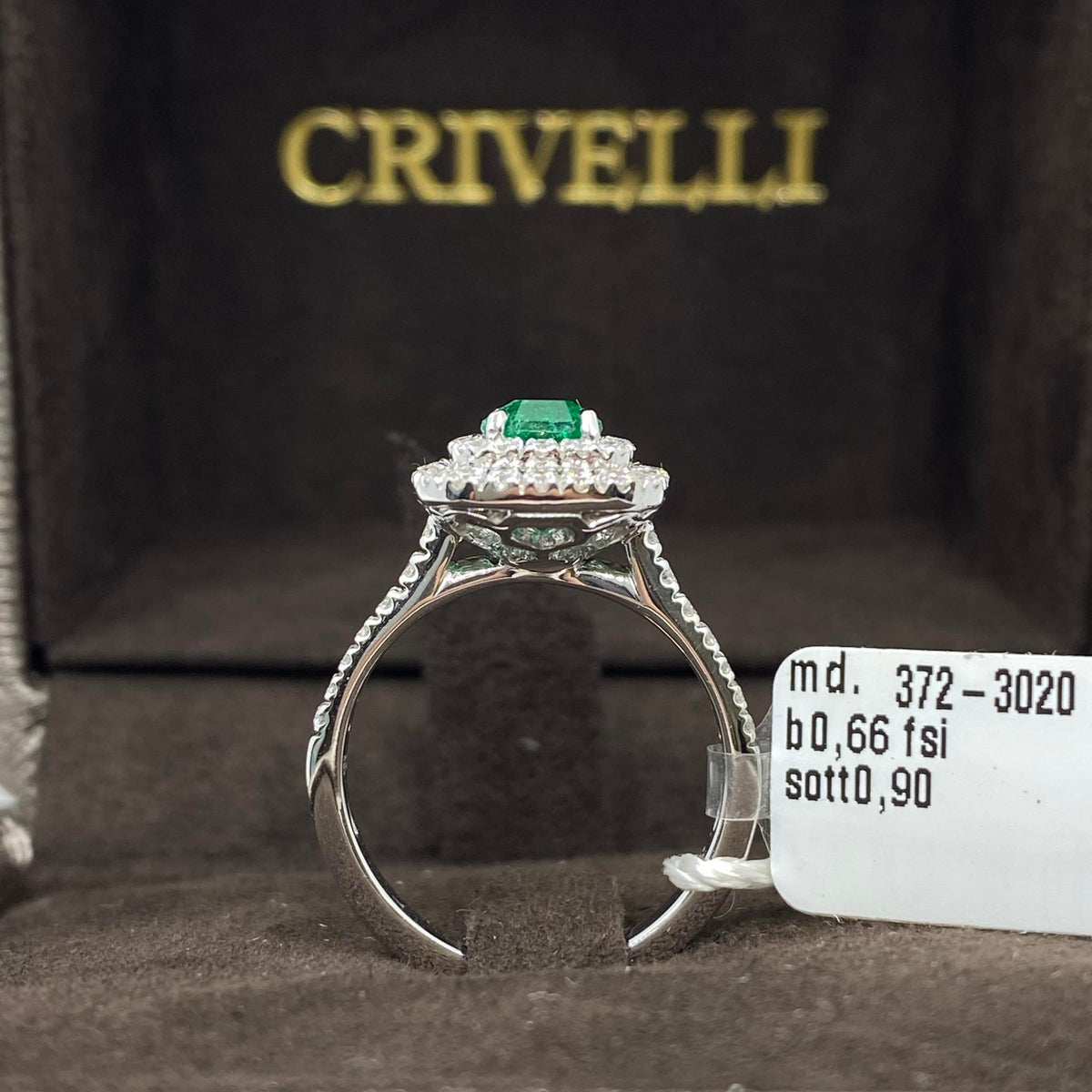 Anello Donna Crivelli con Smeraldo Colombiano Ct 0.90 e Diamanti