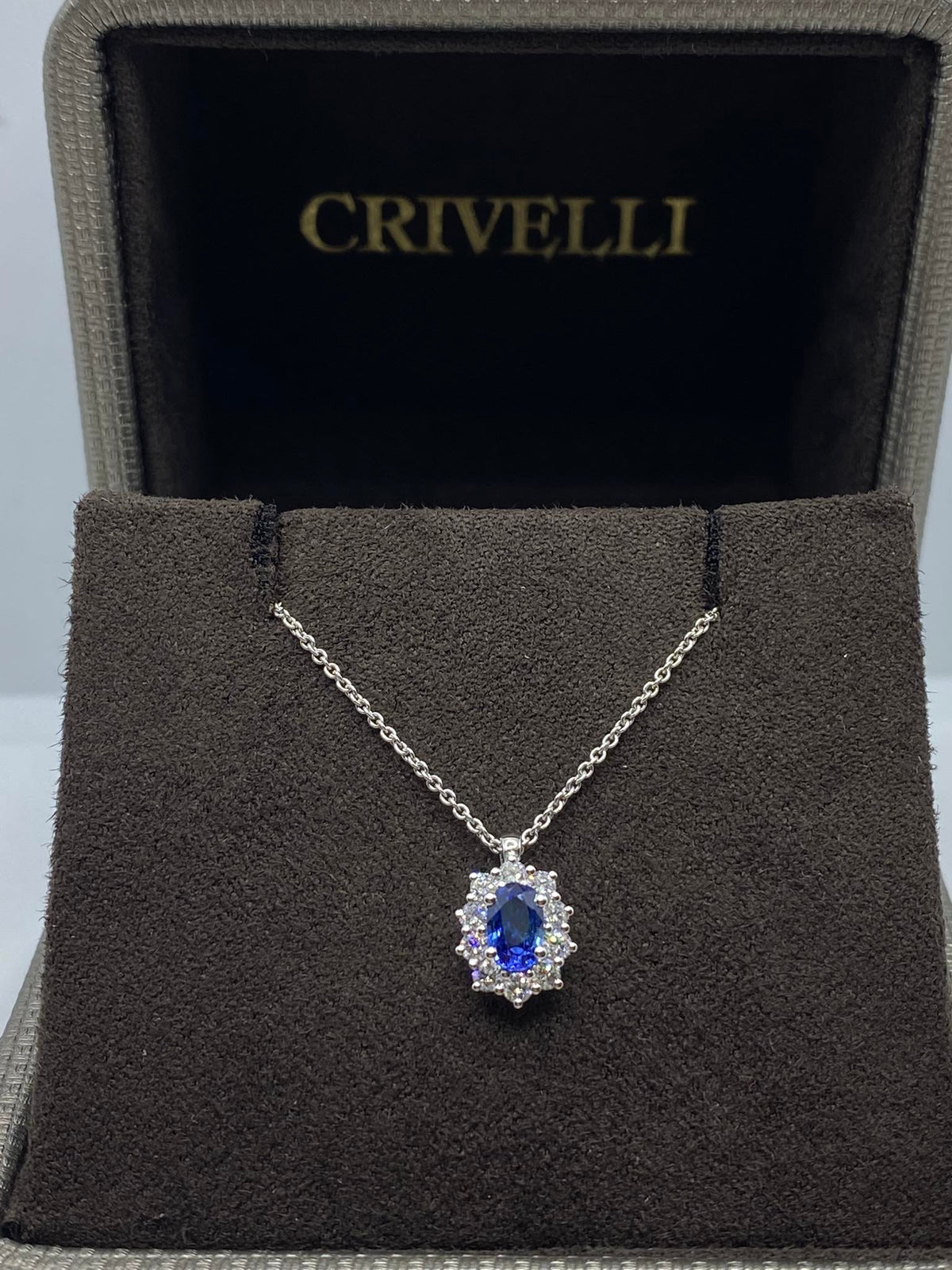 Collana Donna Crivelli con Diamante e Zaffiro Ct 0,59