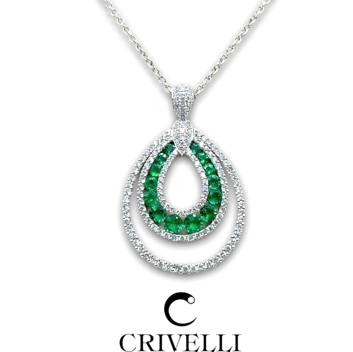 Collana Donna a Goccia Crivelli con Smeraldo e Diamanti