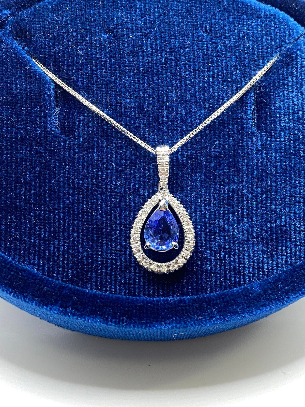 Collana Recarlo a Goccia con Diamanti e Zaffiro Ct 1,53