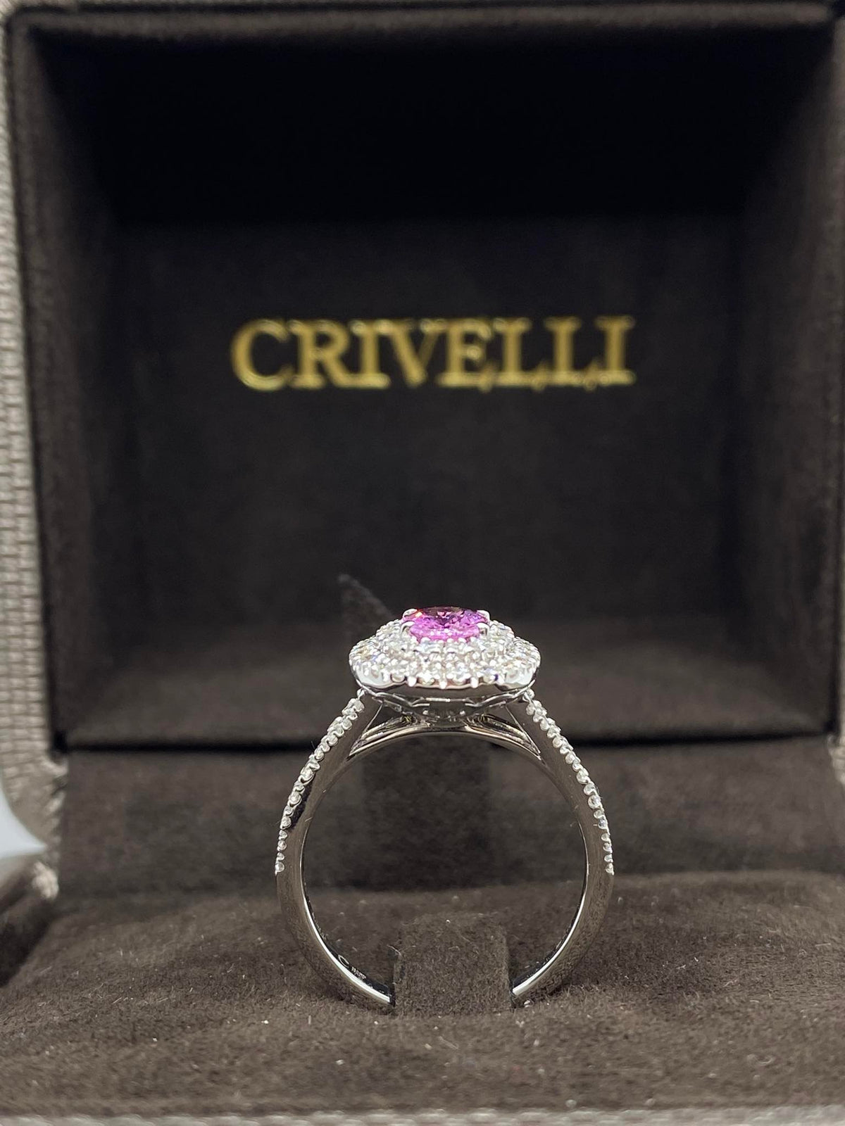 Anello Donna Crivelli con Zaffiro Rosa Ct 1.12 e Diamanti