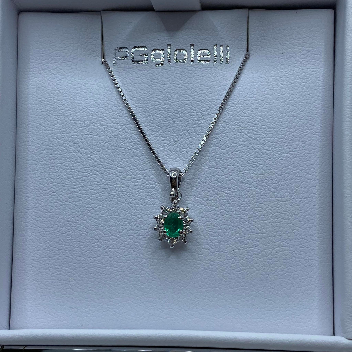 Collana Pg Gioielli in Oro 18KT 18KT con Diamanti e Smeraldo