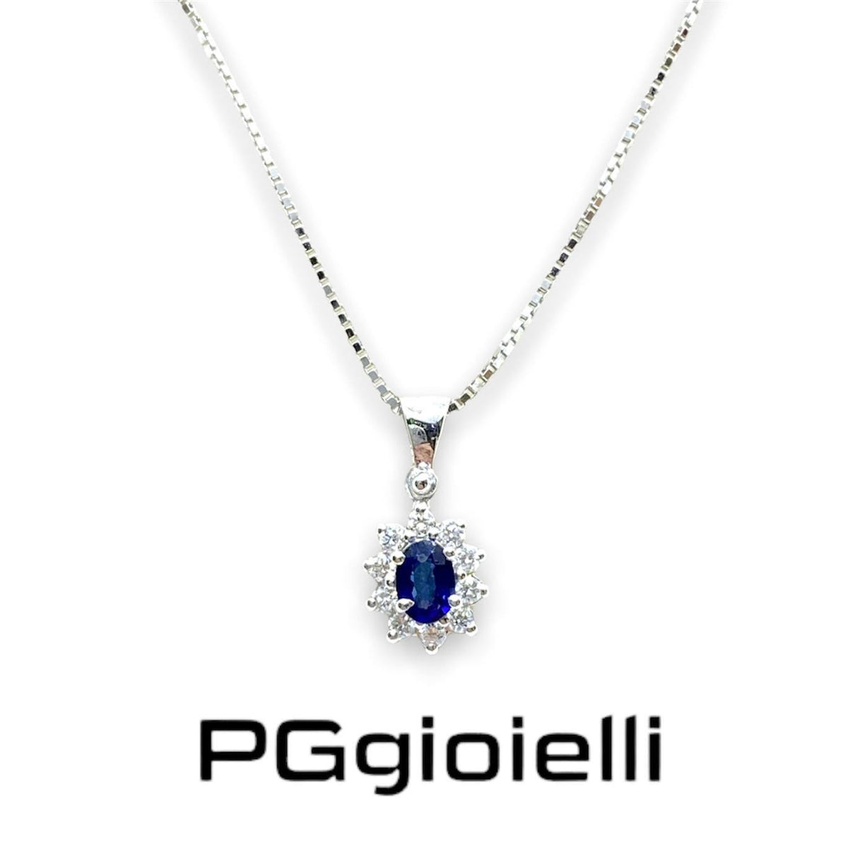 Collana Pg Gioielli in Oro 18KT 18KT con Diamanti e Zaffiro