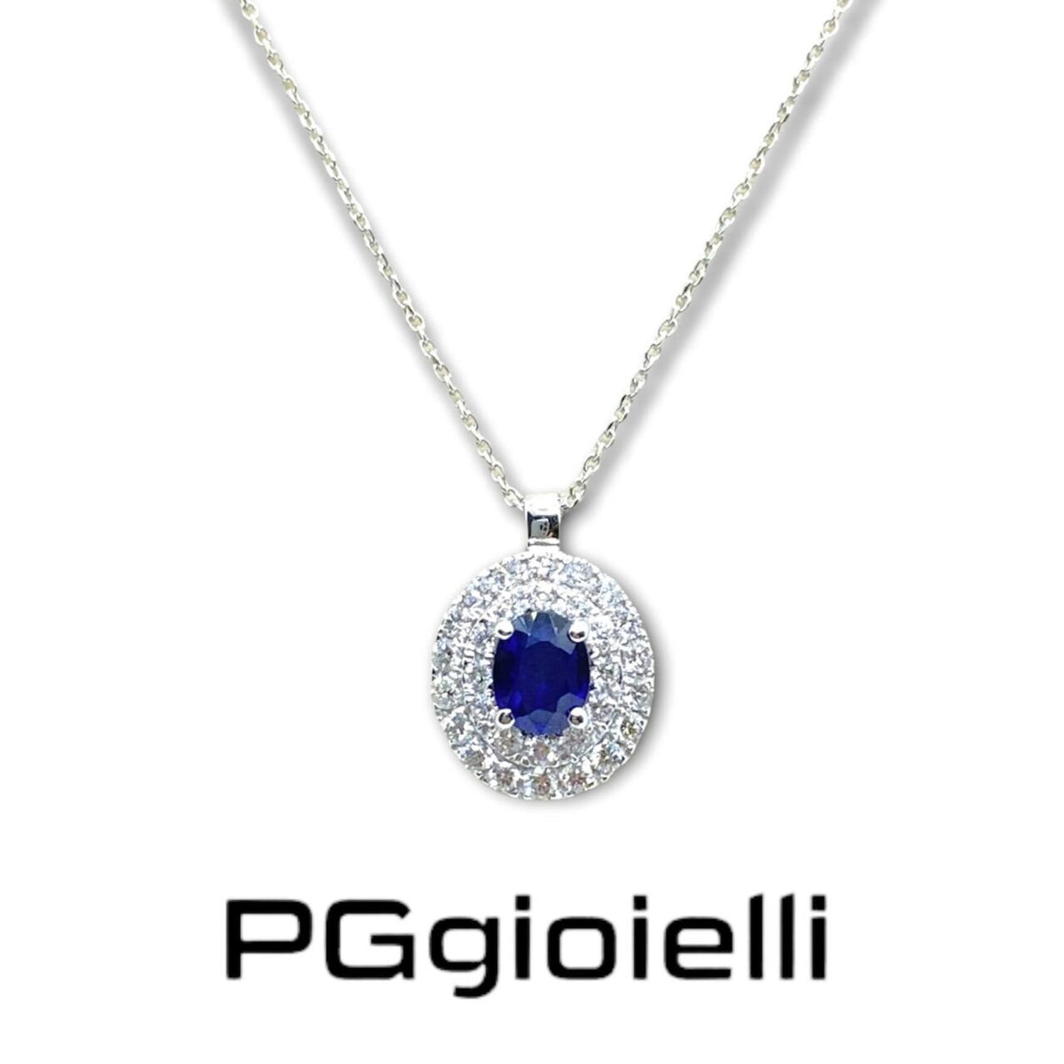 Collana Pg Gioielli in Oro 18KT 18KT con Diamanti e Zaffiro