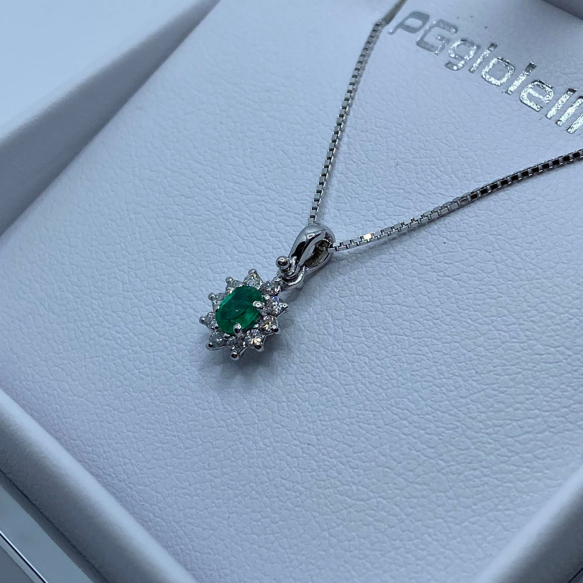 Collana Pg Gioielli in Oro 18KT 18KT con Diamanti e Smeraldo