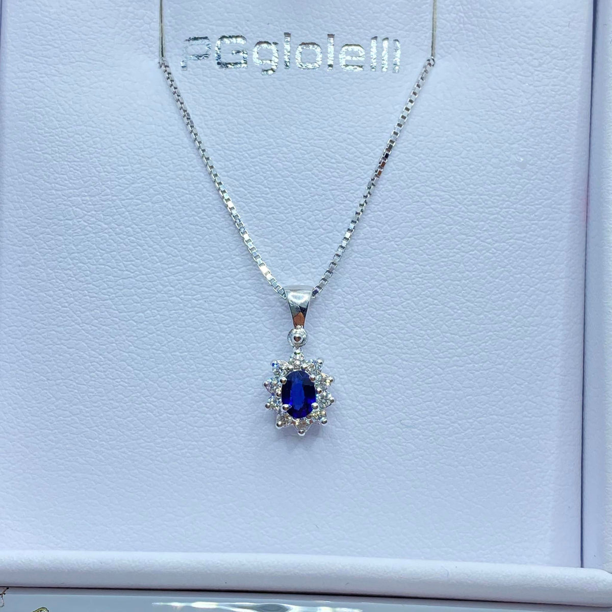 Collana Pg Gioielli in Oro 18KT 18KT con Diamanti e Zaffiro