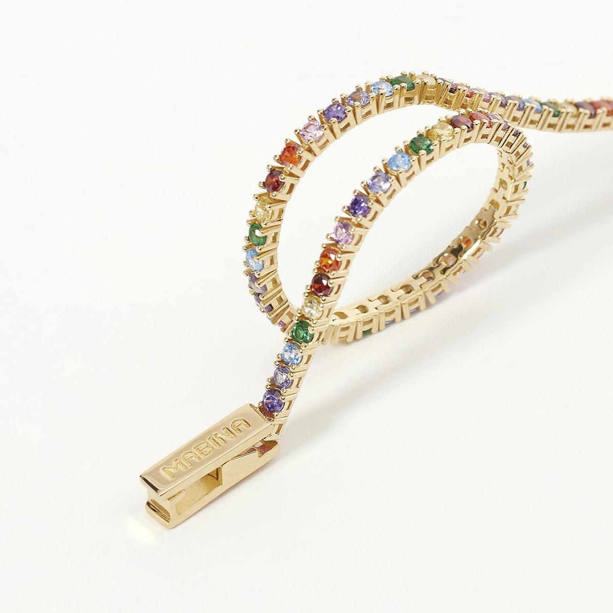 Bracciale Tennis Mabina in Argento Dorato Multicolor