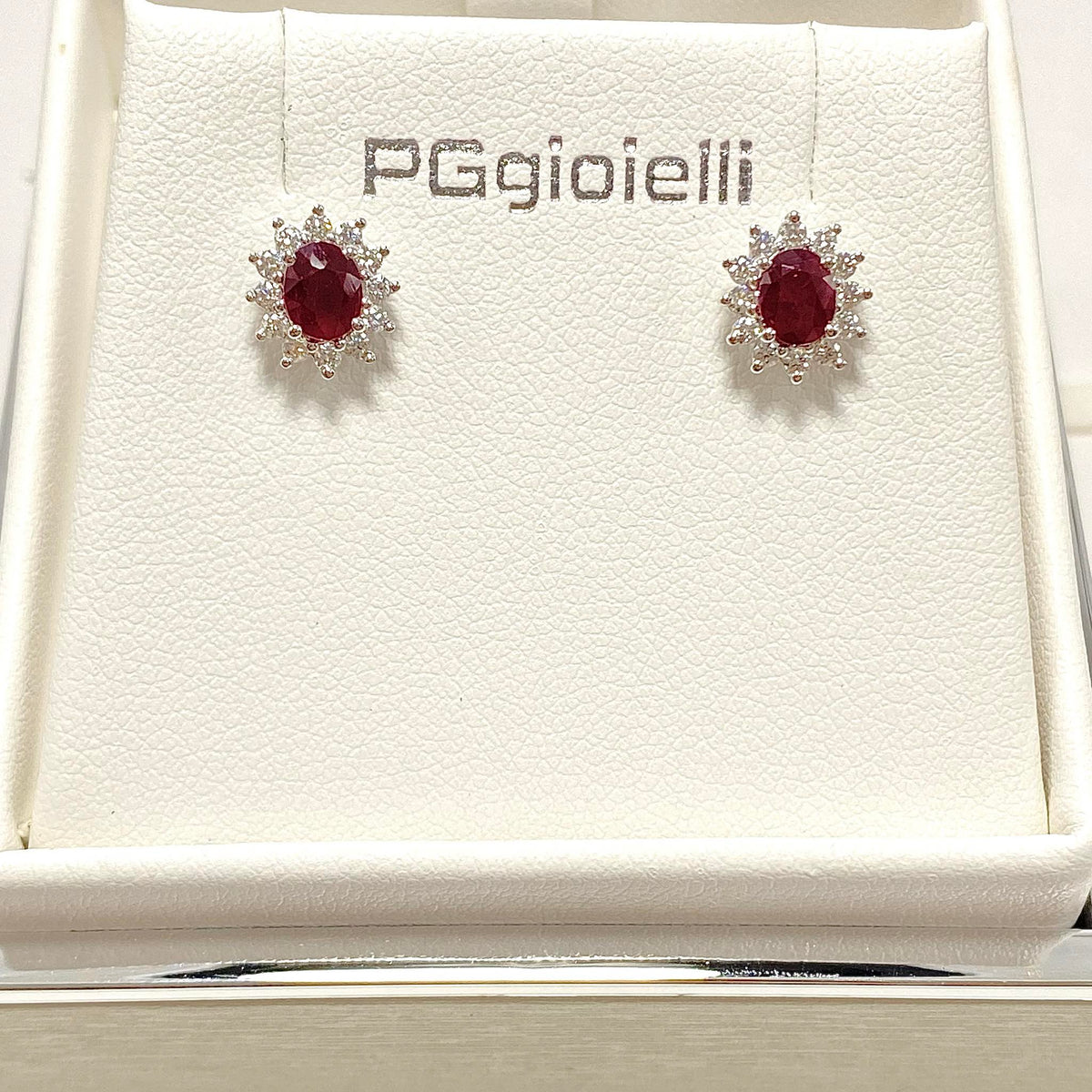 Orecchini Donna Pg Gioielli con Diamanti e Rubini Ct. 0,74