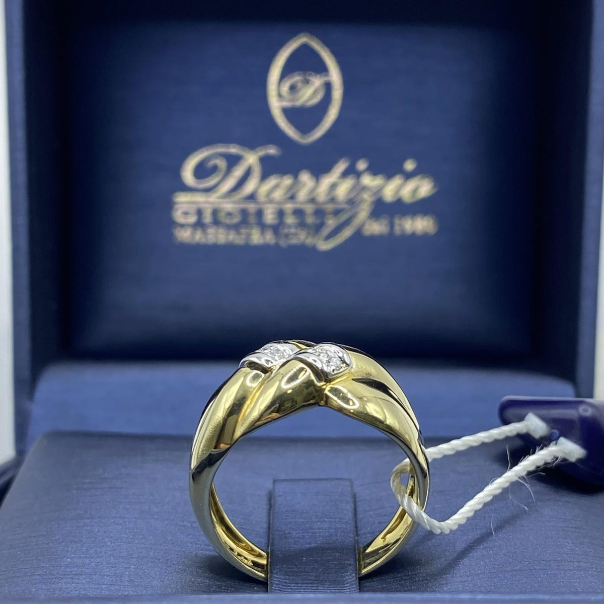 Anello a Fascia in Oro 18KT Bicolore con Diamanti