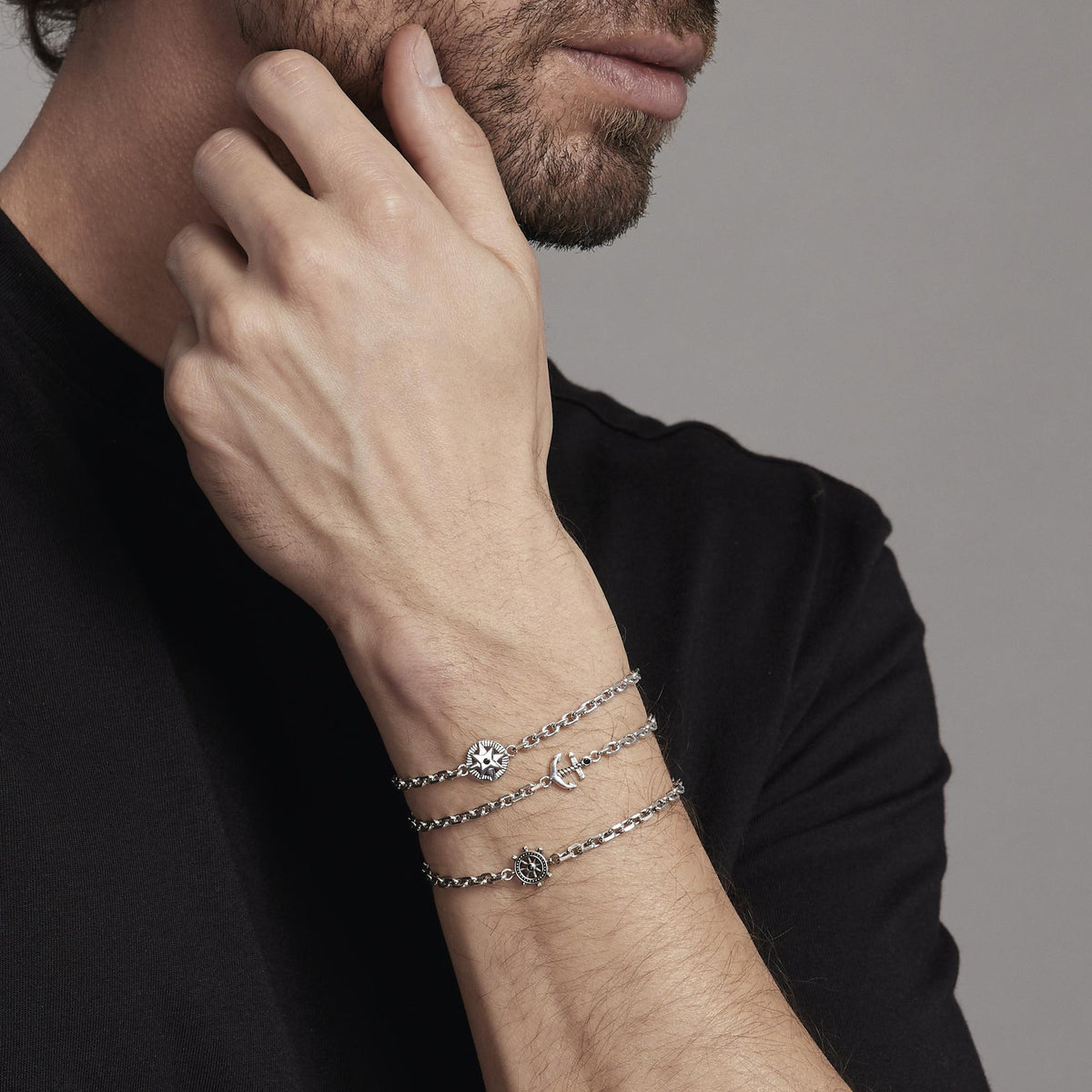 Bracciale Uomo Mabina in Argento e Timone