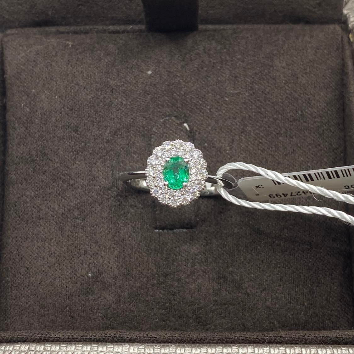Anello Donna Crivelli con Diamanti e Smeraldo Ct. 0,32