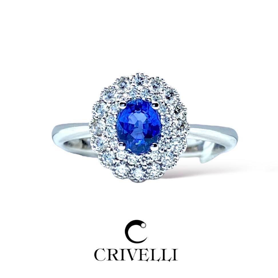 Anello Donna Crivelli con Diamanti e Zaffiro Ct. 0,49