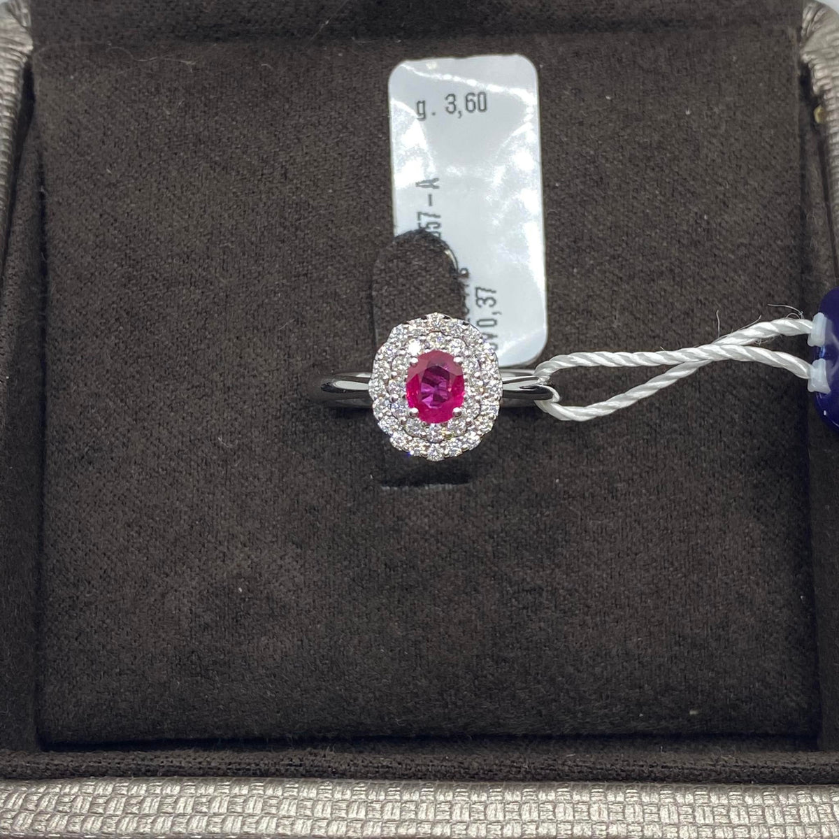 Anello Donna Crivelli con Diamanti e Rubino Ct. 0.37
