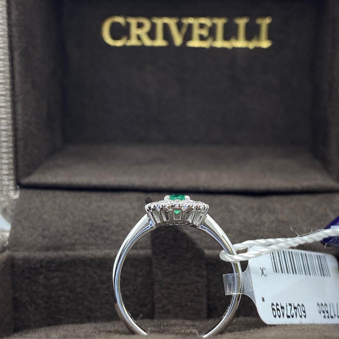 Anello Donna Crivelli con Diamanti e Smeraldo Ct. 0,32