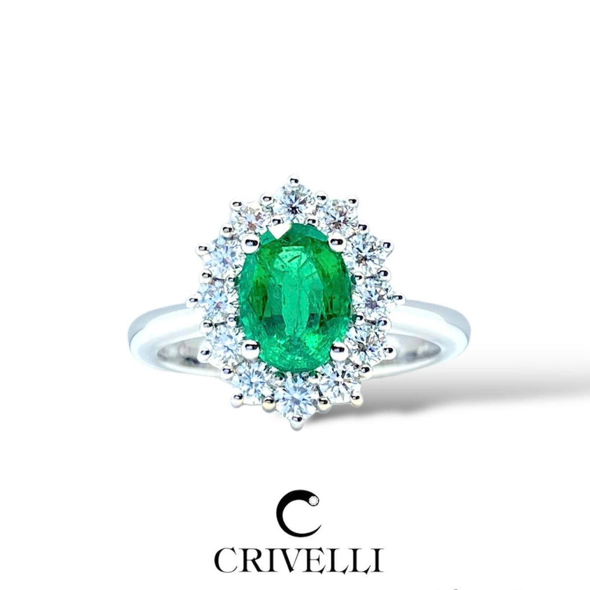 Anello Donna Crivelli con Smeraldo Ct 1.18 e Diamanti