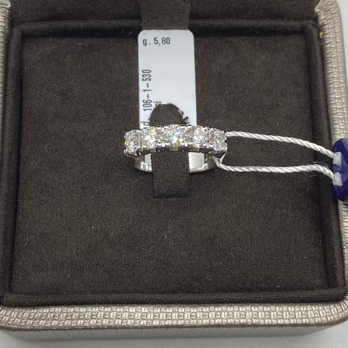 Anello Crivelli Veretta a 5 Pietre in Oro 18KT 18KT e Diamanti Ct 1.50