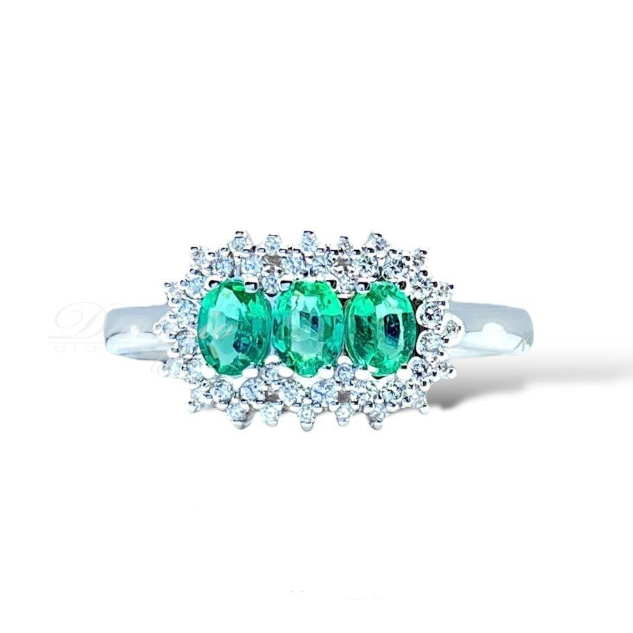 Anello Trilogy Recarlo Camelia con Diamanti e Smeraldo