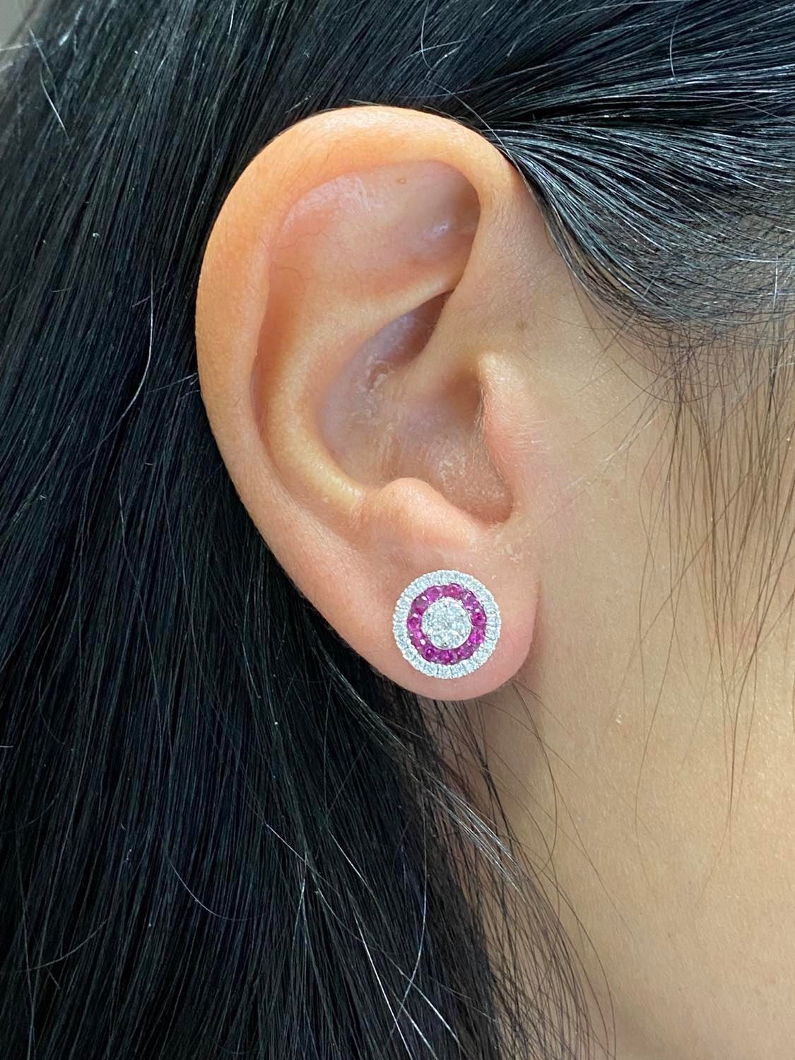 Orecchini Donna Crivelli con Diamanti e Rubino Ct. 0.54
