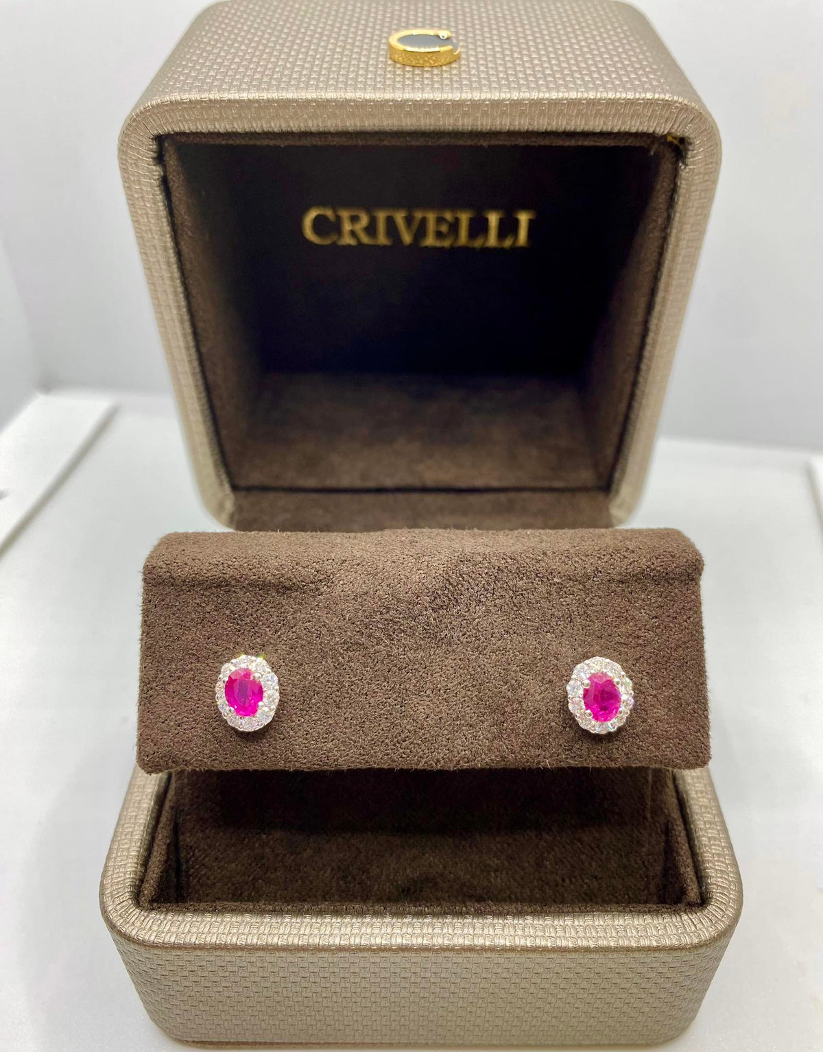 Orecchini Donna Crivelli con Diamanti e Rubino Ct. 0.90