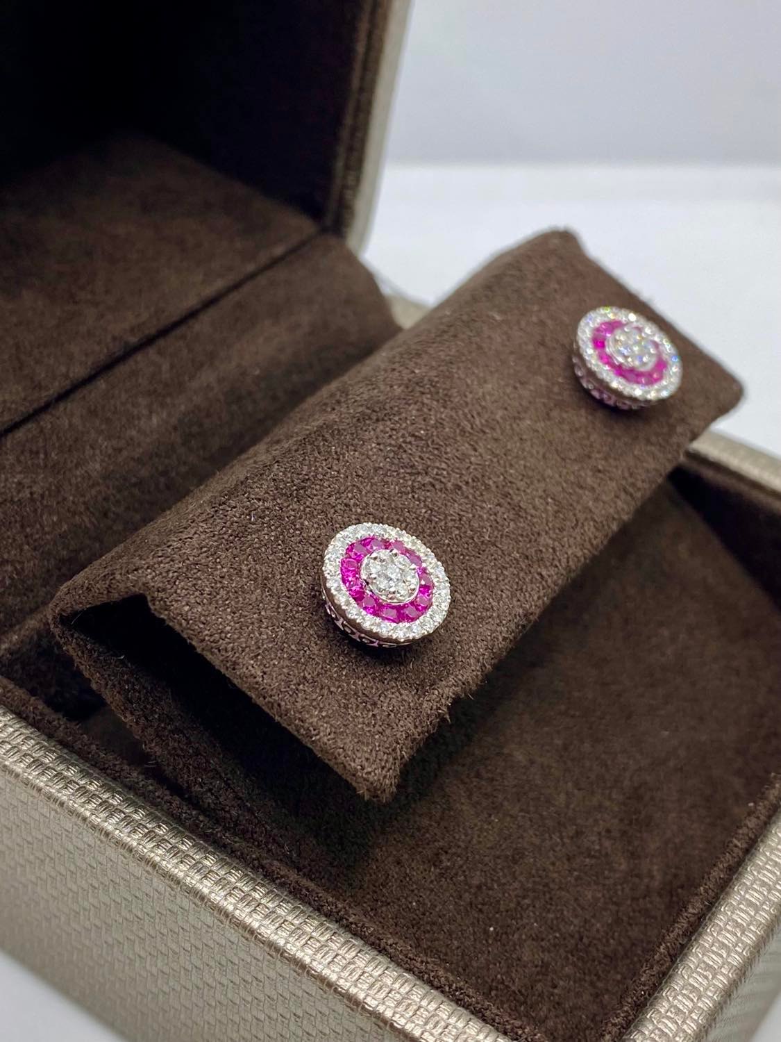 Orecchini Donna Crivelli con Diamanti e Rubino Ct. 0.54