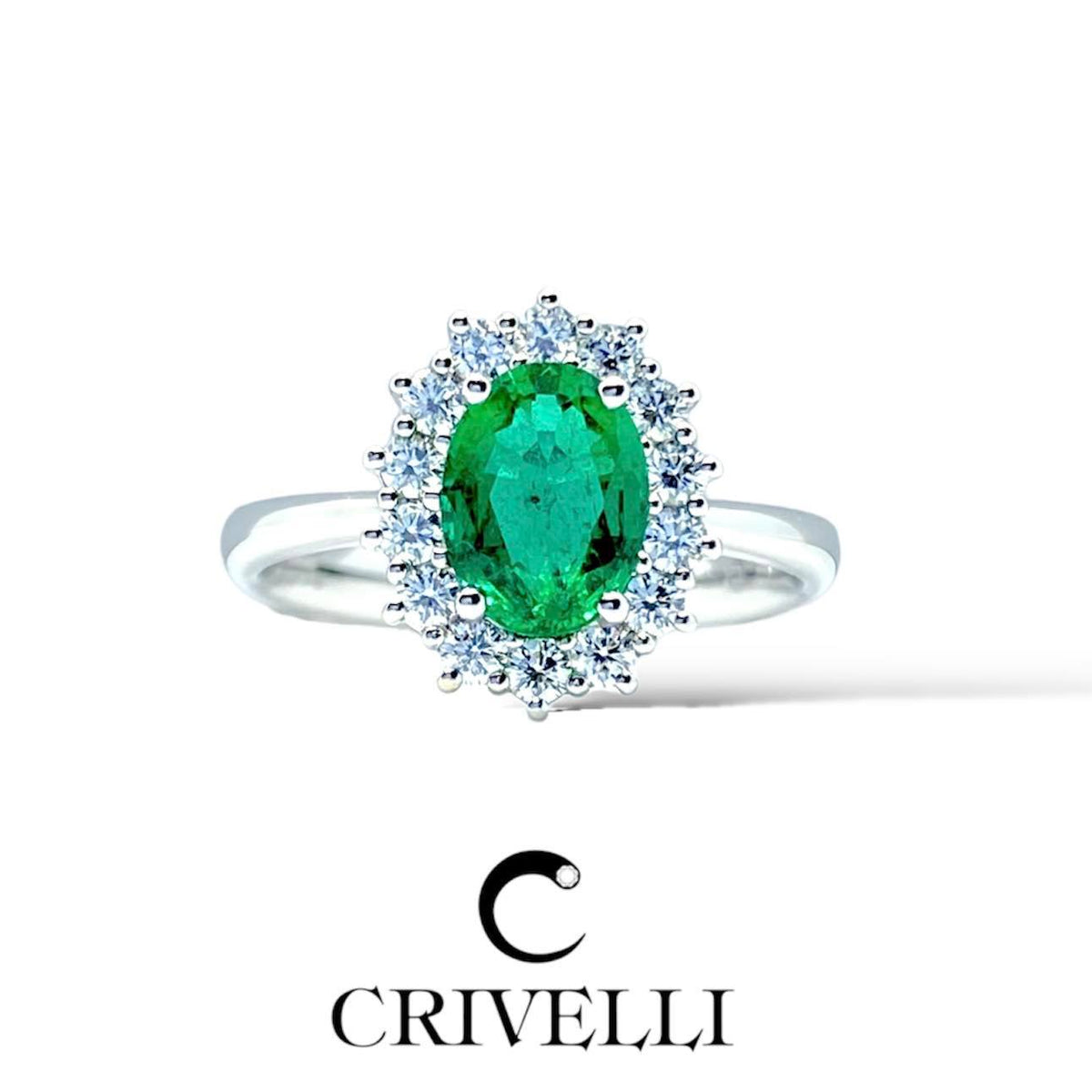 Anello Donna Crivelli con Smeraldo Ct 1.12 e Diamanti