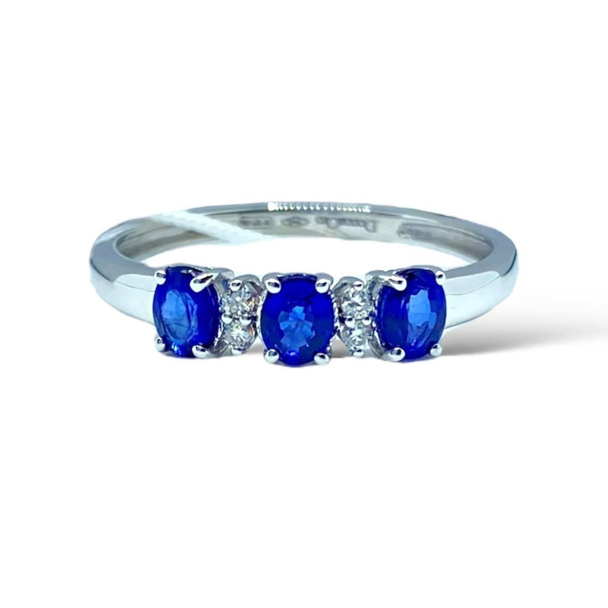 Anello Trilogy Donna Oro 18KT con Zaffiri Ct. 0.60 e Diamanti