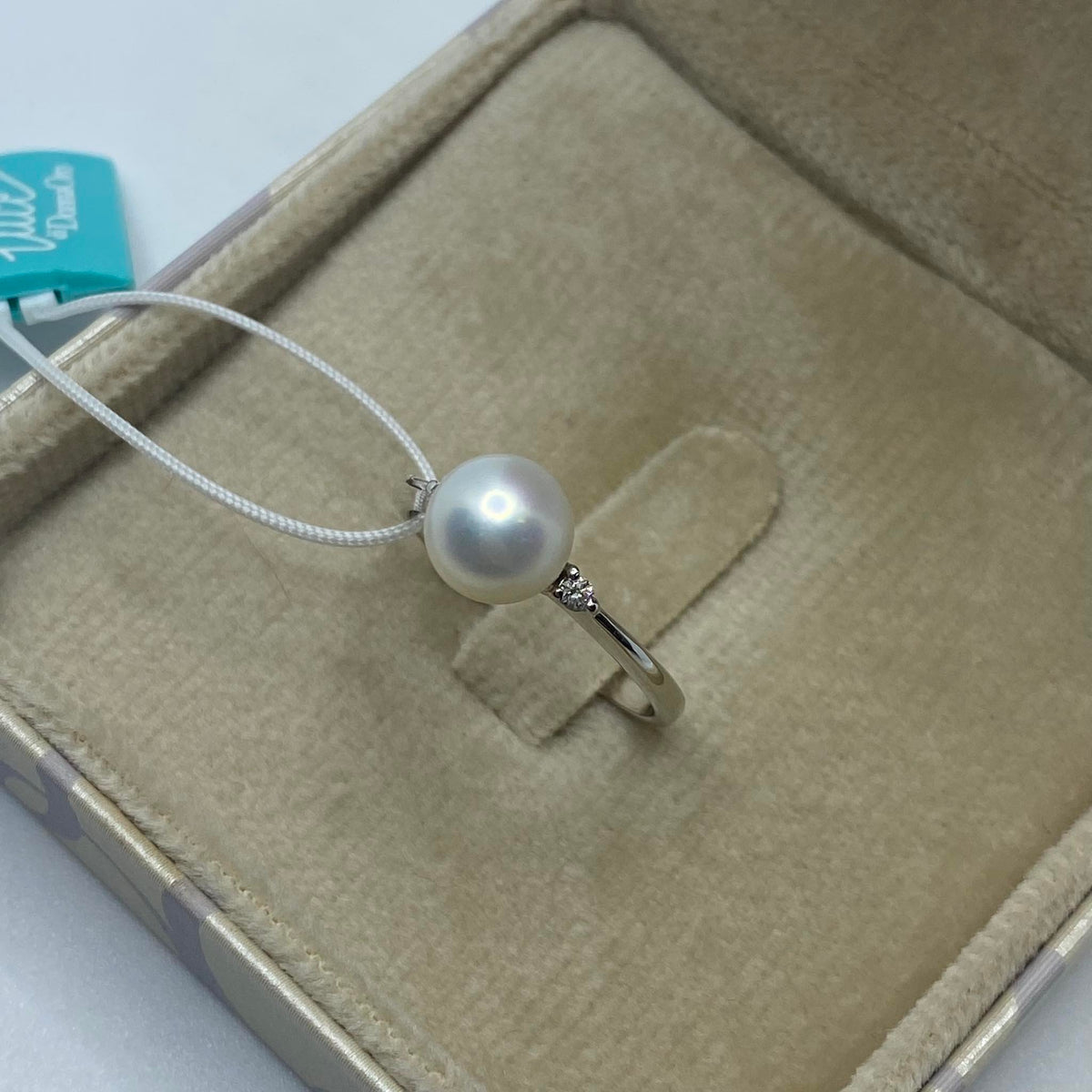 Anello Donna Oro 18KT con Diamanti e Perla mm. 7-7,5