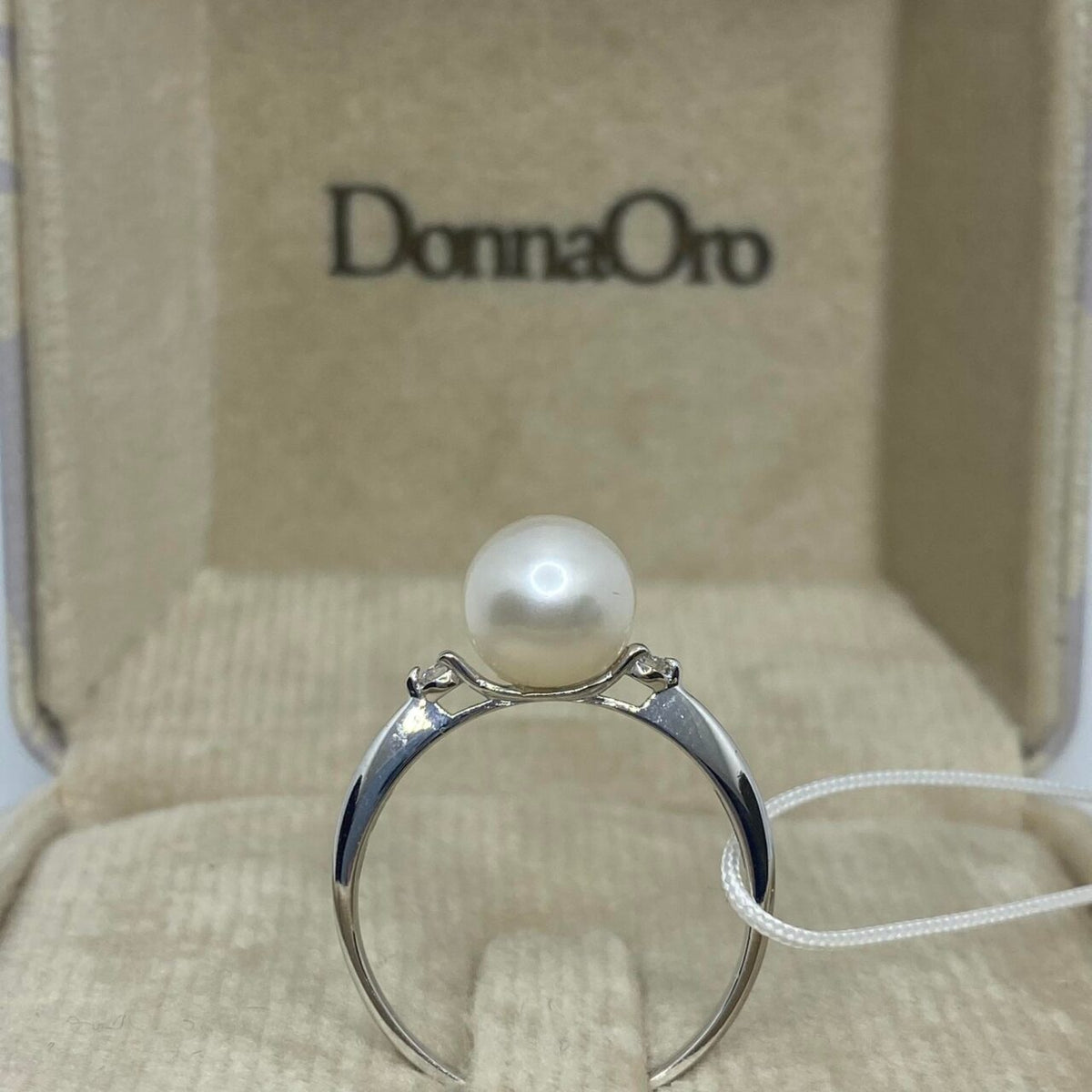 Anello Donna Oro 18KT con Diamanti e Perla mm. 8-8,5