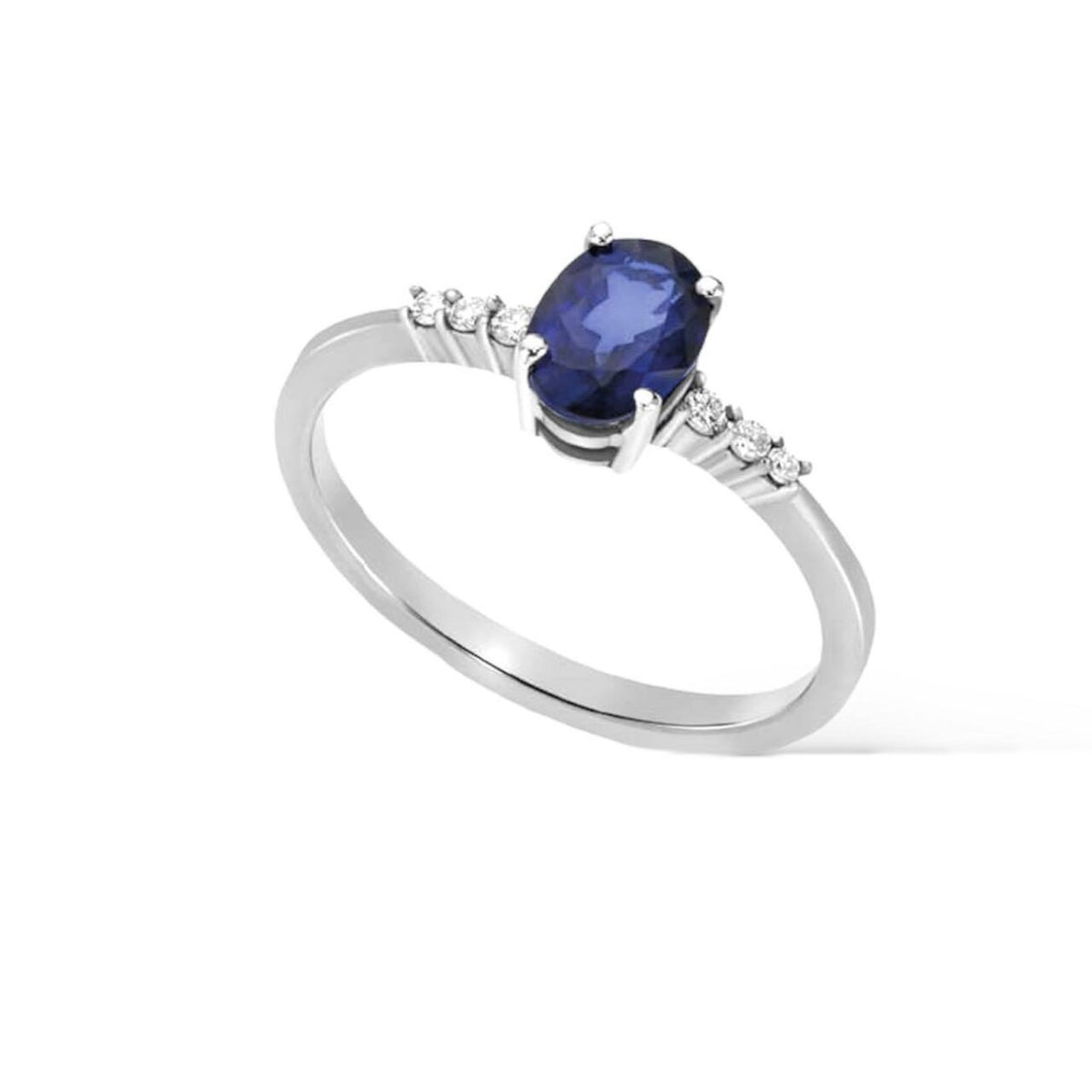 Anello Donna Oro 18KT con Diamanti e Zaffiro Ct. 0,90