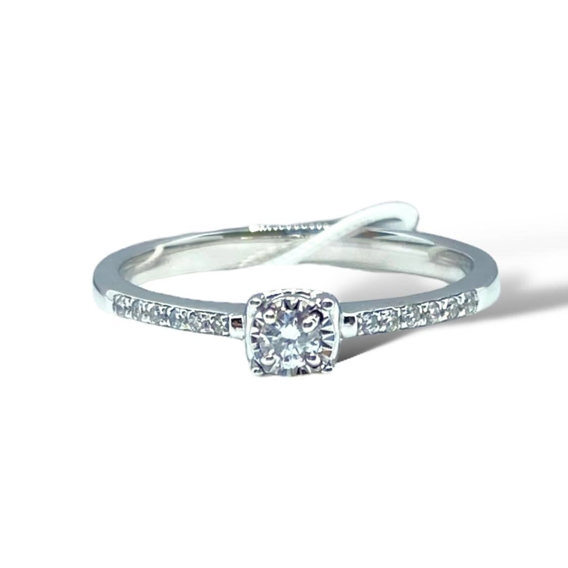 Anello Solitario Donna Oro 18KT con Diamante Ct 0.18