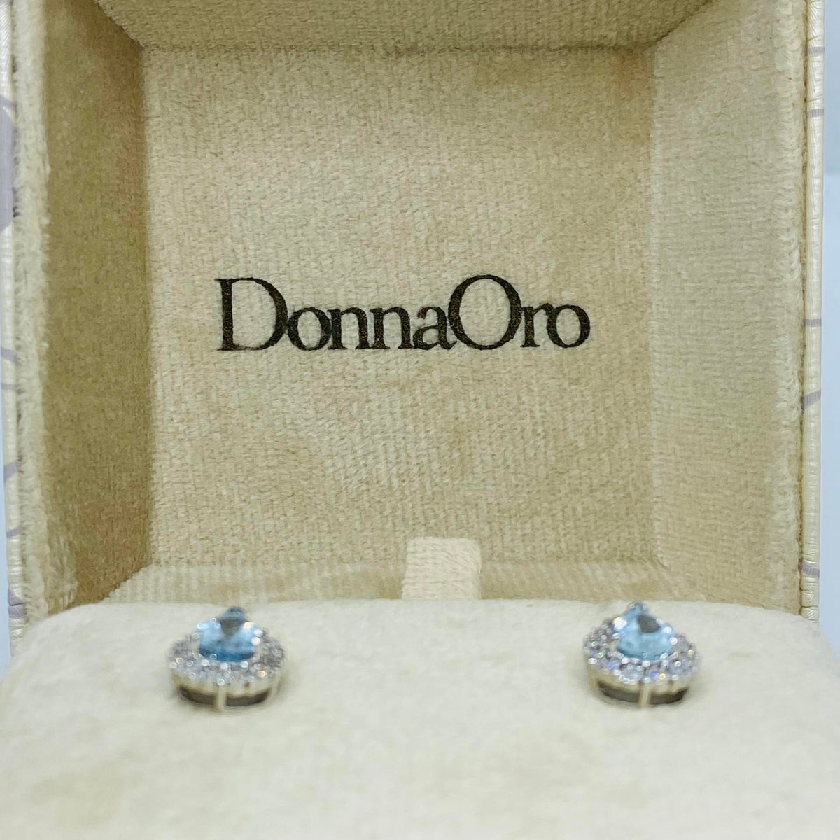 Orecchini Donna Oro 18KT con Acquamarina Ct. 1.40 e Diamanti