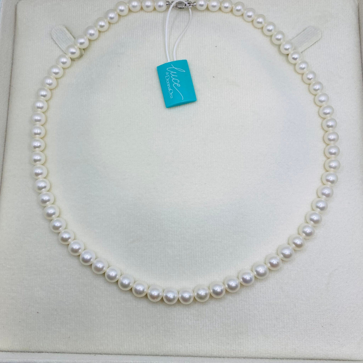 Collana Donna Oro 18KT con Perle Naturali mm 6-6,5