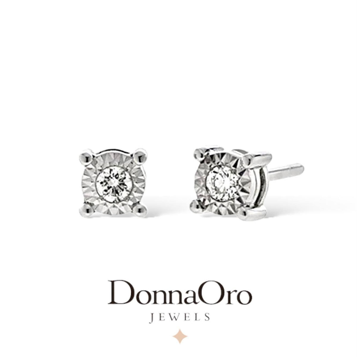 Orecchini Donna Oro 18KT Punto Luce con Diamante Ct 0.08