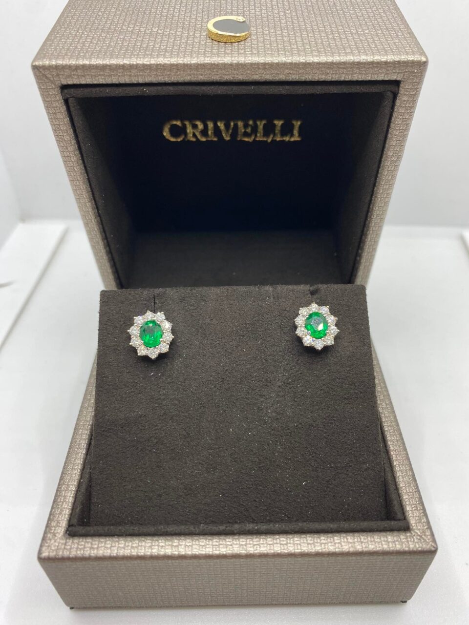 Orecchini Crivelli con Smeraldi Ct. 1,49 e Diamanti