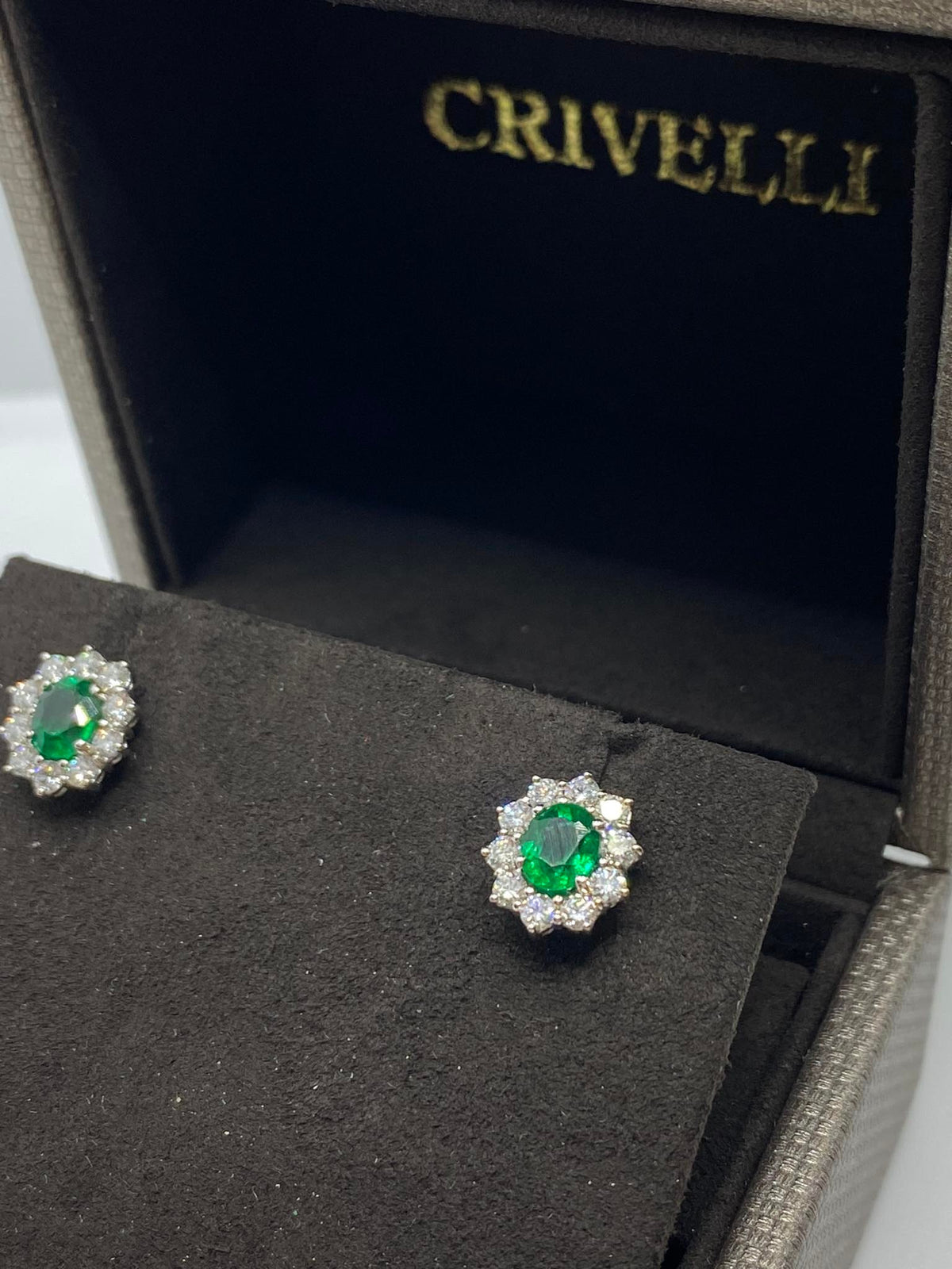 Orecchini Crivelli con Smeraldi Ct. 1,49 e Diamanti